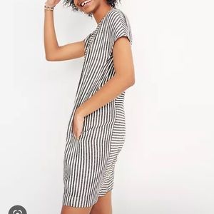 NEW Madewell Stripe Play Button Back Linen Dress